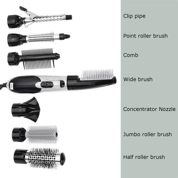 7in1 Professional Multi-functional Styling Tools Wide Brush Hair Dryer Straightener Comb Clip Pipe Roller Brush