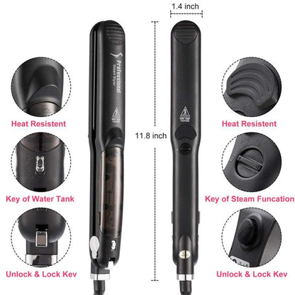 LunaWigs Adjustable Ceramic Steam Hair Straightener