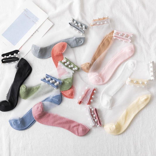 BUY 10 GET 5 FREE💖---Pearl transparent socks (10 Colors)