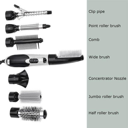 7in1 Professional Multi-functional Styling Tools Wide Brush Hair Dryer Straightener Comb Clip Pipe Roller Brush