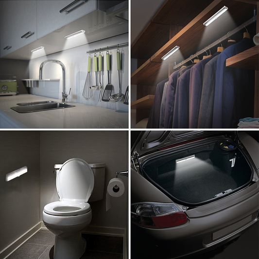 Motion sensor LED light under cabinet, magnetic strip wall light