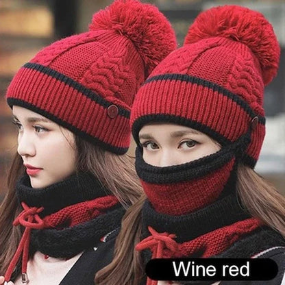 3-in-1 Knitted Winter Beanie (Hat + Scarf + Mask)