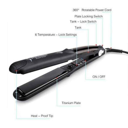 LunaWigs Adjustable Ceramic Steam Hair Straightener